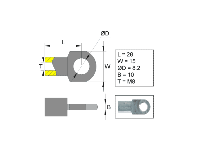Fästögla för gasfjäder L=28 M8 Fästögla för gasfjäder L=28 M8