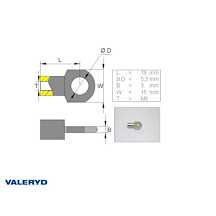 Fästögla för gasfjäder L=18 M5, max 150N
