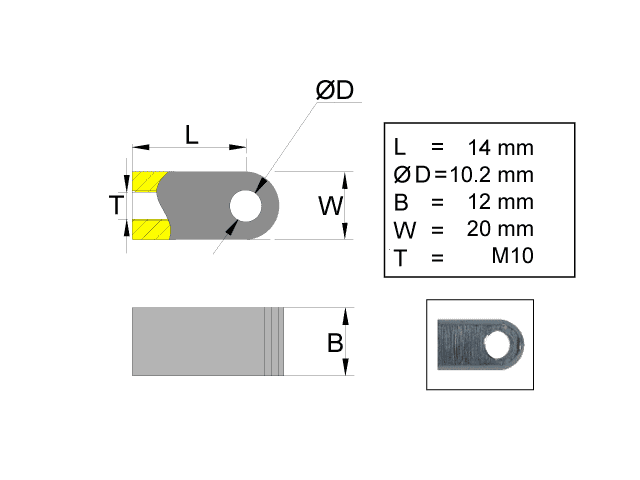 Fästögla för gasfjäder L=14 M10 Fästögla för gasfjäder L=14 M10