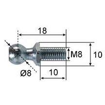 Kulbult Ø8 L=18 M8