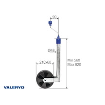Stödhjul Ø48 mm varmgalvaniserad 150 kg 215x70 mm Stödhjul Ø48 mm varmgalvaniserad 150 kg 215x70 mm