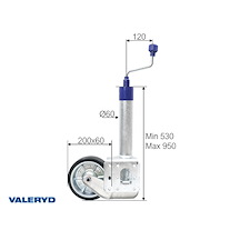 Stödhjul Ø60 mm automatiskt varmgalvaniserad 500 kg 200x55 mm Stödhjul Ø60 mm automatiskt varmgalvaniserad 500 kg 200x55 mm