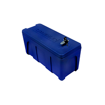 Förvaringslåda Plast Gångjärn kortsida och lås 25 kg 520x230x265mm . blå