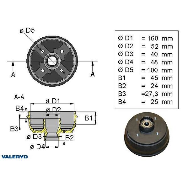 VALERYD Bromstrumma 160x35 mm-lager 4x100