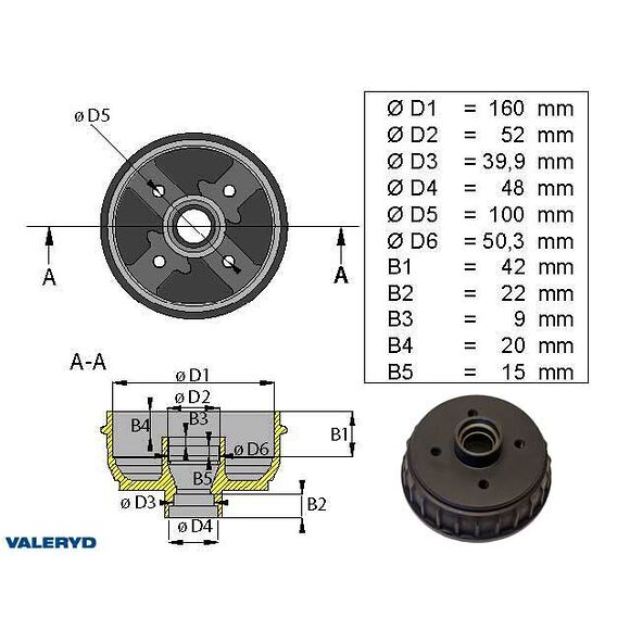 VALERYD Bromstrumma 160x35 tum-lager 4x100