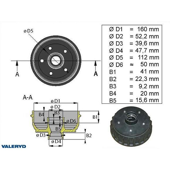 VALERYD Bromstrumma 160x35 tum-lager 5x112