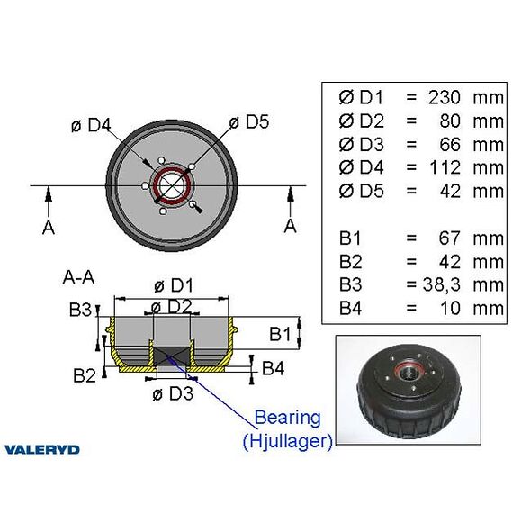 VALERYD Bromstrumma 230x60 5x112 Euro plus compact 42mm