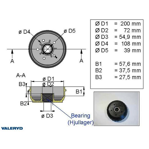 VALERYD Bromstrumma 200x50 Euro plus 5x108 compact