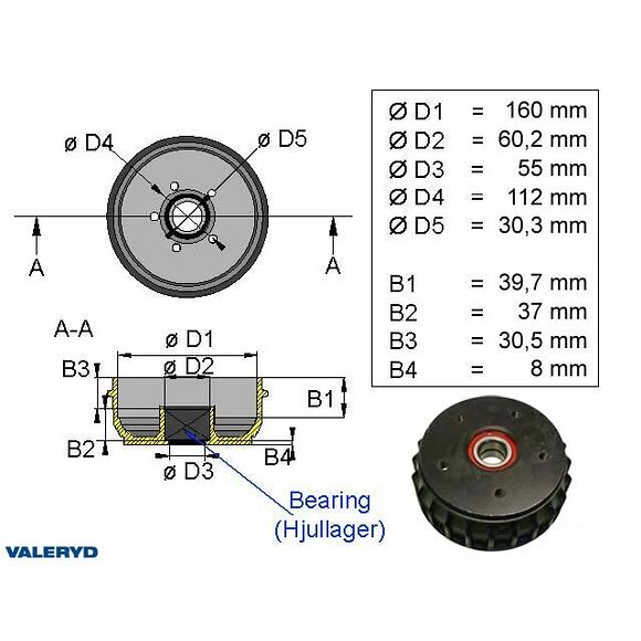 VALERYD Bromstrumma 160x35 5x112 Alko Euro compakt 30mm