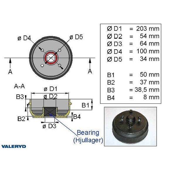 VALERYD Bromstrumma 203*40 4*100 kompaktlager