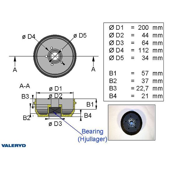 VALERYD Bromstrumma 200*50 5*112 Bpw kompaktlager S2005-5