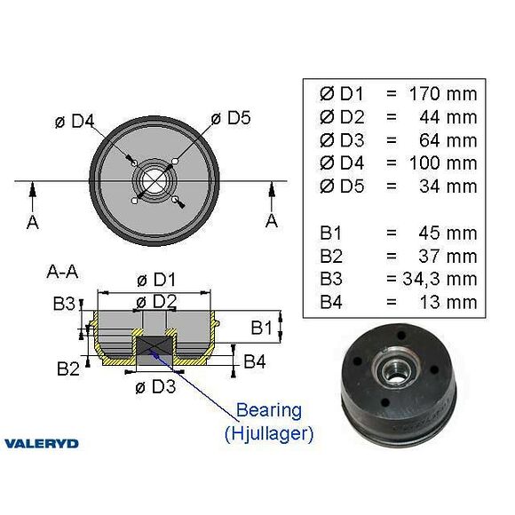 VALERYD Bromstrumma 170*40 4x100 Bpw S 1704-7