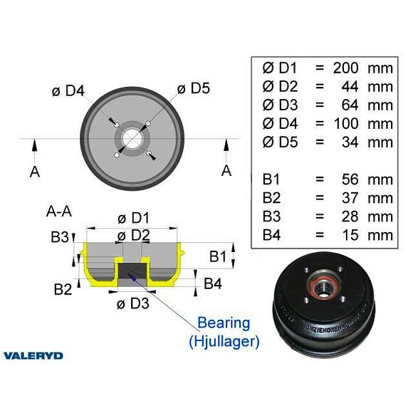 VALERYD Bromstrumma 200*50 4*100 Bpw kompaktlager S2005-7