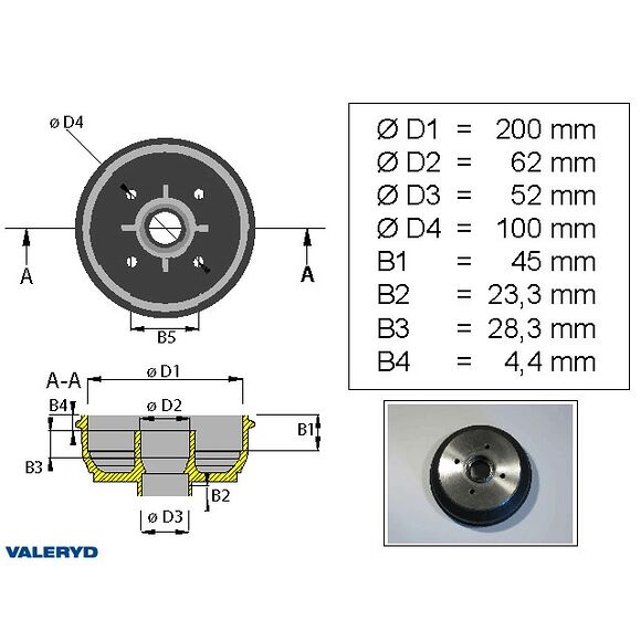 VALERYD Bromstrumma 200*35 4*100 Hahn/Peits/Bpw M24 tapp