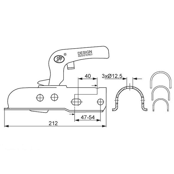 VALERYD Kulkoppling 1300 kg, Ø45mm Rör, Korsad hålbild Ø... cc=40