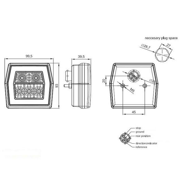 VALERYD LED Baklampa Hö/Vä L99,5xB93xH39,5 12-24V Bajonettanslutning (2-pack)