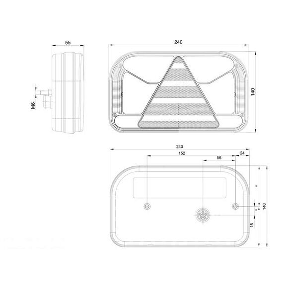 VALERYD LED Baklampa Vä 240x140x55 12/24V reflex, skylt-, dim- och backljus. Bajonettans