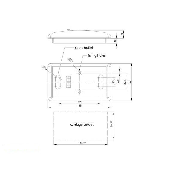 VALERYD Innerbelysning 135x80x26 vit med tryckknapp