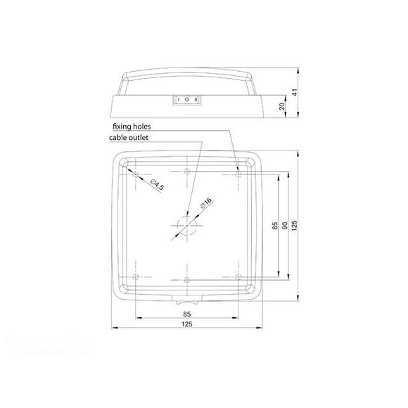 VALERYD Innerbelysning 125x125x61 vit med tryckknapp