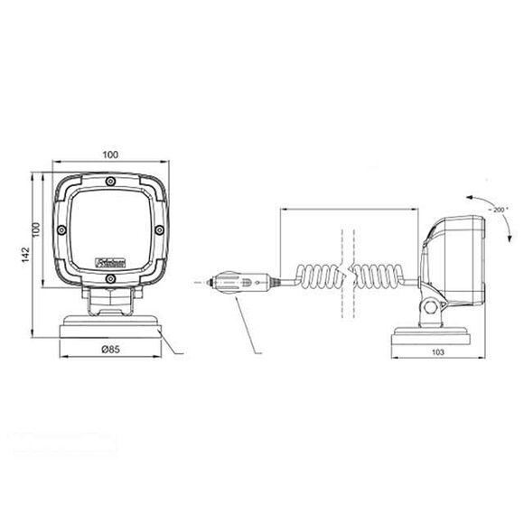 VALERYD LED Arbetslampa 100x100x74, magnetfäste