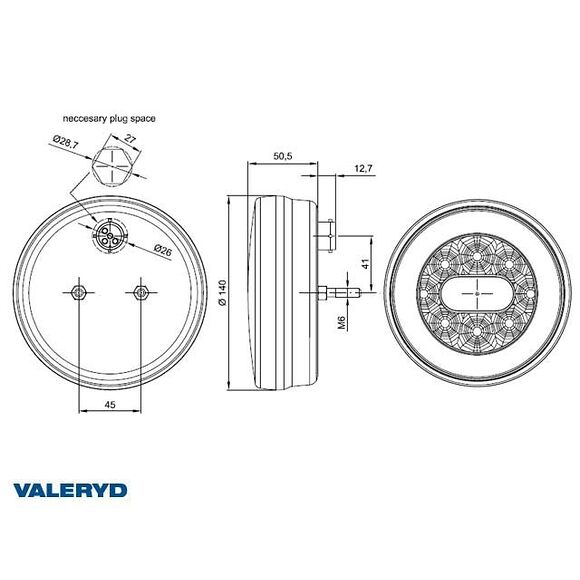 VALERYD LED Baklampa Hö/Vä 140x50.5 12-24V (2-pack) Bajonettanslutning 4(5)-pol.
