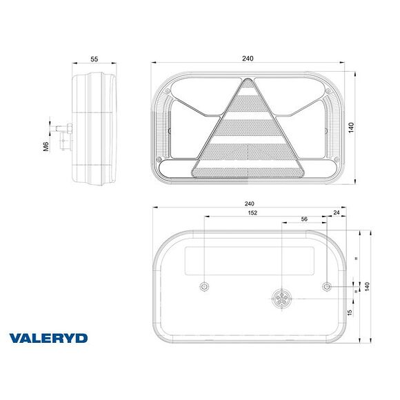 VALERYD LED Baklampa Vä 240x140x55 12/24V reflex, skylt-, dim- och backljus. Bajonettans