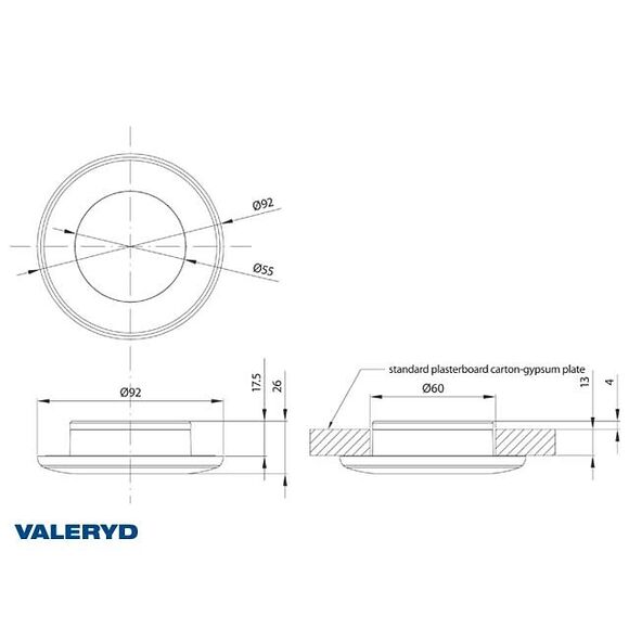 VALERYD LED Innerbelysning rund Ø92 vit