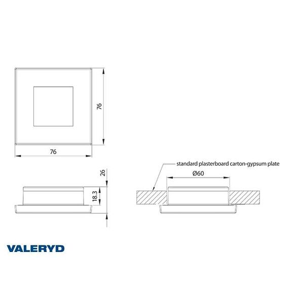 VALERYD LED Innerbelysning fyrkantig 76x76 vit