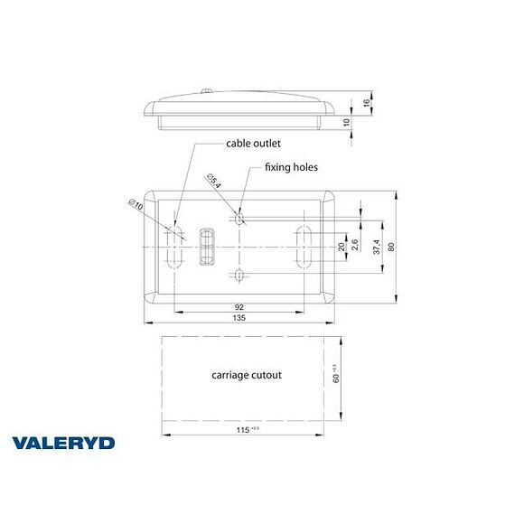 VALERYD Innerbelysning 135x80x26 vit med tryckknapp