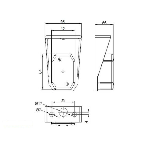 VALERYD Positionsljus Hö/Vä passar till Aspöck Flexipoint L65xB44xH25 med fäste