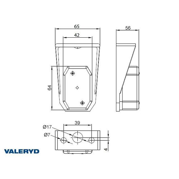 VALERYD Positionsljus Hö/Vä passar till Aspöck Flexipoint L65xB44xH25 med fäste
