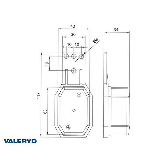 VALERYD LED Positionsljus Valeryd 113x42x34 vit med fäste 12-30V inkl. 450mm kabel
