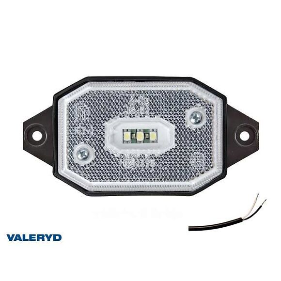 VALERYD LED Positionsljus Valeryd 96x42x33 vit med fäste CC=86mm, 12-30V inkl. 450mm kab