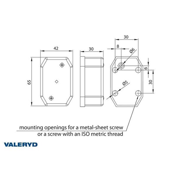 VALERYD LED Positionsljus Valeryd 65x42x30 röd 12-30V inkl. 450mm kabel