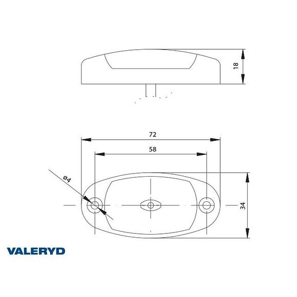 VALERYD LED Positionsljus Valeryd 72x34x18 vit 12-30V inkl. 450mm kabel