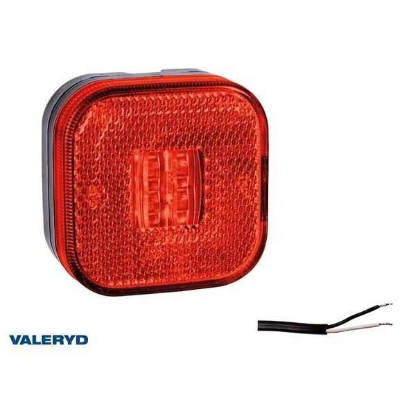 VALERYD LED Positionsljus Valeryd 62x62x27 röd med reflex 12-30V inkl. 450mm kabel