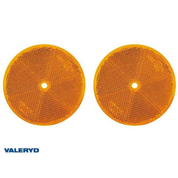 VALERYD Rund reflex 80 mm gul skruvhål (2-pack)
