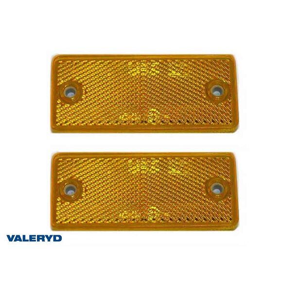 VALERYD Rektangulär reflex 90*40 gul skruvhål (2-pack)