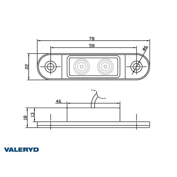 VALERYD LED Sidomarkeringslykta Valeryd L80xB25xH18 gul 12-30V inkl. 450 mm kabel