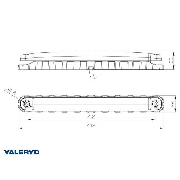 VALERYD LED Positionsljus Valeryd 242x28x29 gul fiberoptik 12-30V inkl. 450mm kabel