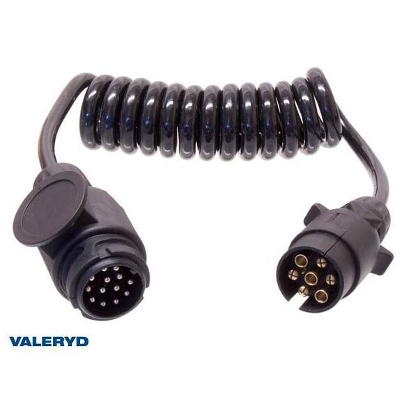 VALERYD 7-pol +13-pol, Spiralkabel 6 x 1,0 + 1 x 1,5 kvmm arbetslängd 1500 mm