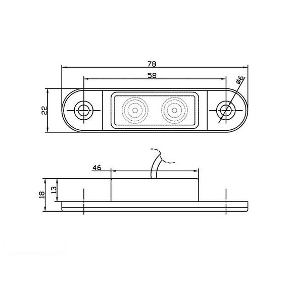 VALERYD LED Positionsljus Valeryd 80x24x18 vit 12-30V inkl. 450 mm kabel
