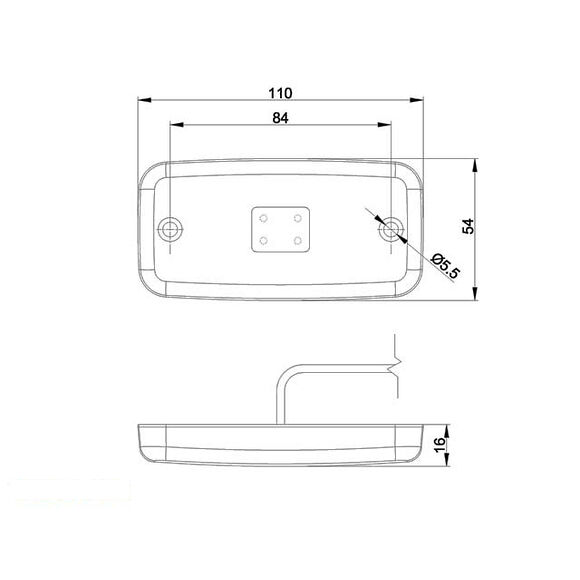VALERYD LED Positionsljus Valeryd 110x54x16 vit 12-30V med reflex inkl. 450 mm kabel