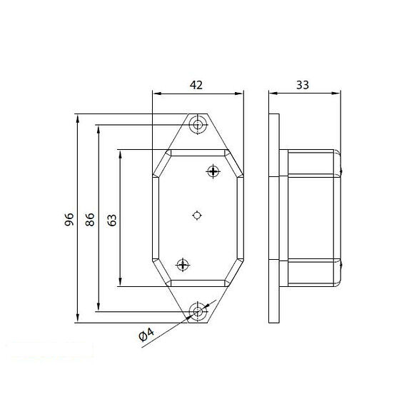 VALERYD LED Positionsljus Valeryd 96x42x33 vit med fäste CC=86mm, 12-30V inkl. 450mm kab