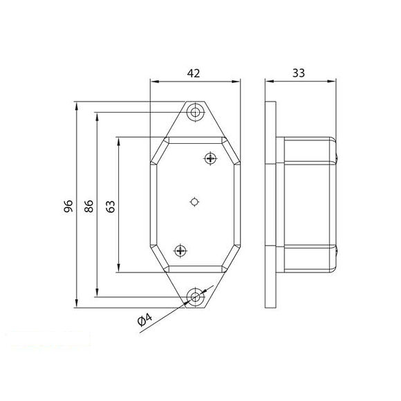 VALERYD LED Positionsljus Valeryd 96x42x33 röd med fäste CC=86mm, 12-30V inkl. 450mm kab