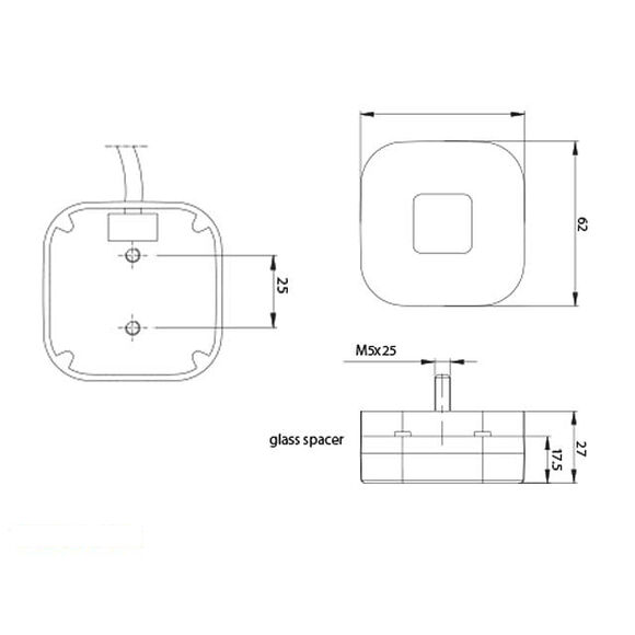 VALERYD LED Positionsljus Valeryd 62x62x27 röd med reflex 12-30V inkl. 450mm kabel