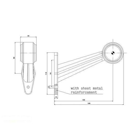 VALERYD LED Breddmarkeringslykta Valeryd 175x150x45 vit/röd 12-30V inkl. 400 mm kabel, h