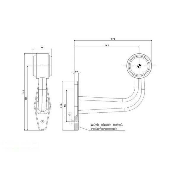 VALERYD LED Breddmarkeringslykta Valeryd 175x170x45 vit/röd 12-30V inkl. 400 mm kabel, h
