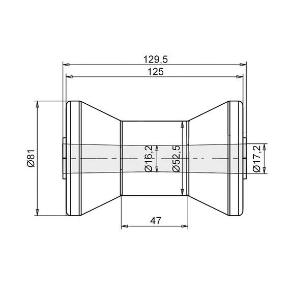 VALERYD Kölrulle plast 130x80, Hål Ø16mm