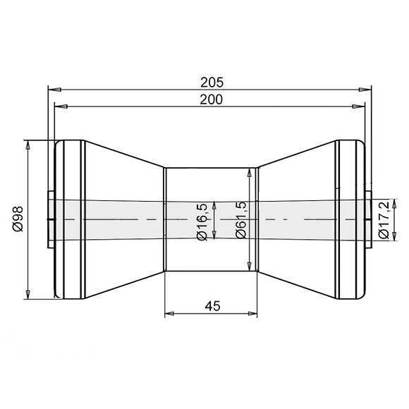 VALERYD Kölrulle plast 205x98, Hål Ø16mm